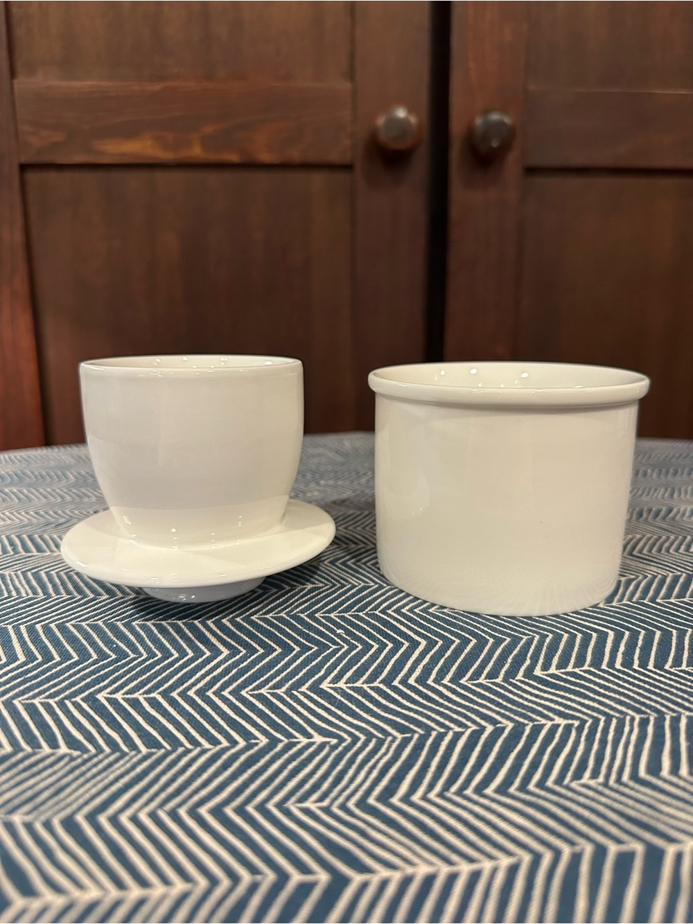 Vintage white butter dish • 2 piece set • ceramic • pottery